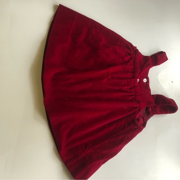 Kids vintage Red Embroidered velvet Dress - Picture 6 of 10